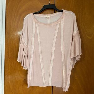 POL flutter sleeve short sleeve top